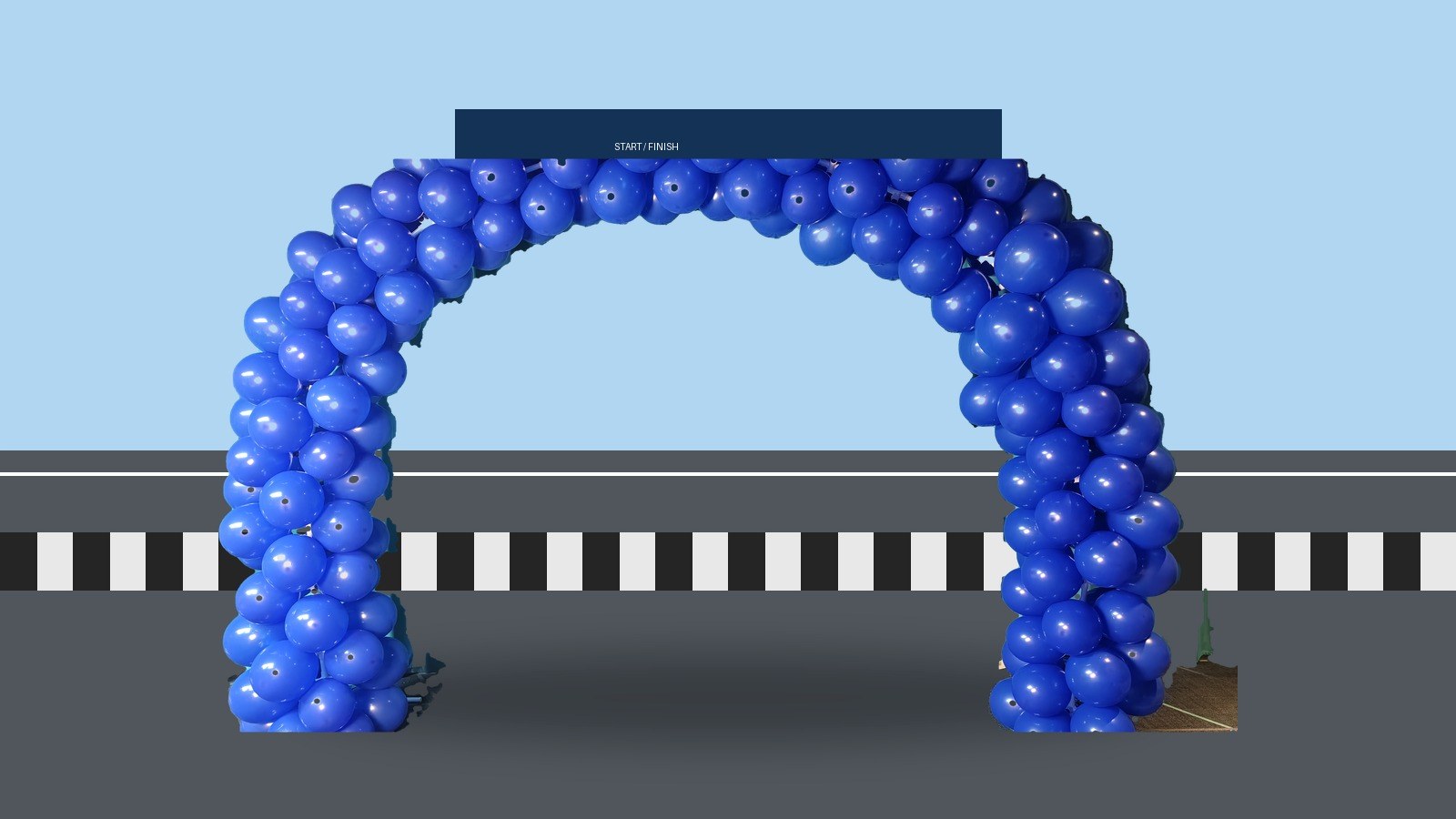 Automatic inflatable balloon arch for sports event
