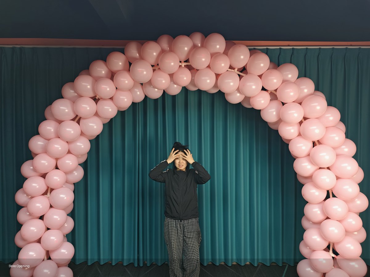 Customer photo for Red Grand Opening Balloon Arch Kit